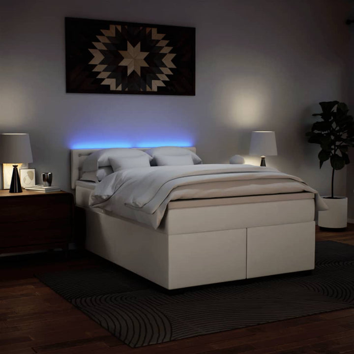 kontinentalseng med madras 140x200 cm kunstlæder hvid