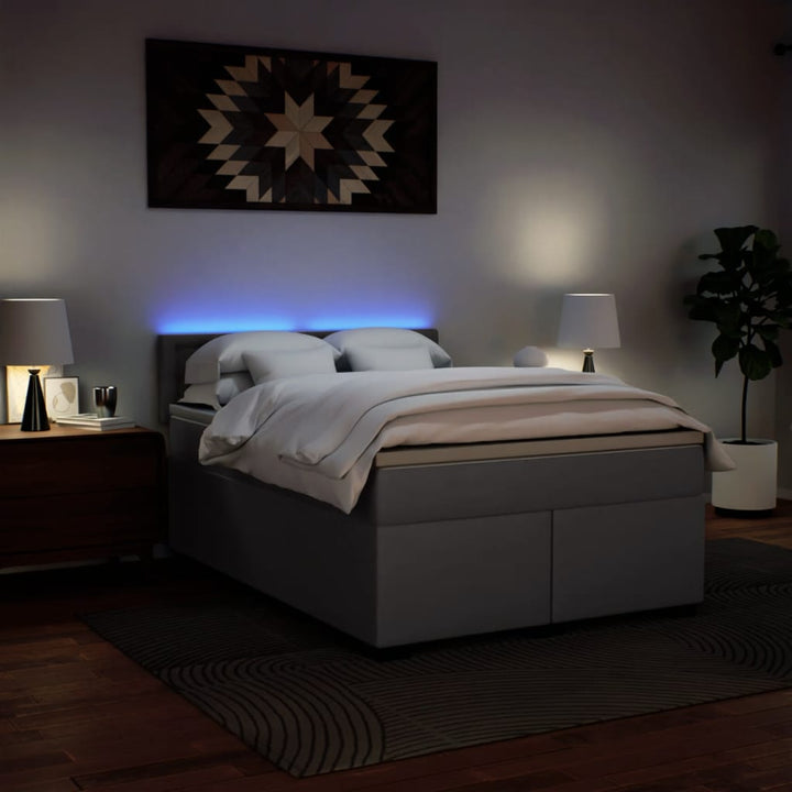 kontinentalseng med madras 140x200 cm kunstlæder grå