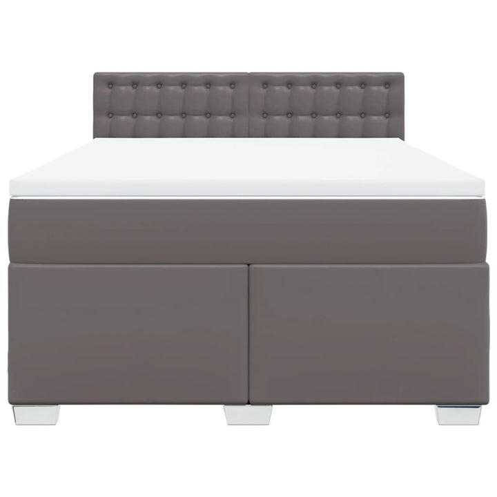 kontinentalseng med madras 140x200 cm kunstlæder grå