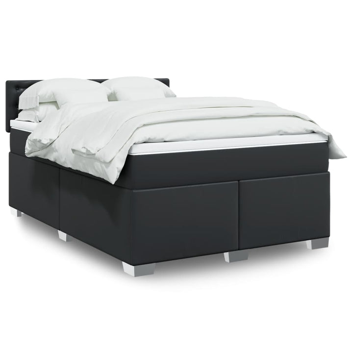 kontinentalseng 160x200 cm kunstlæder sort