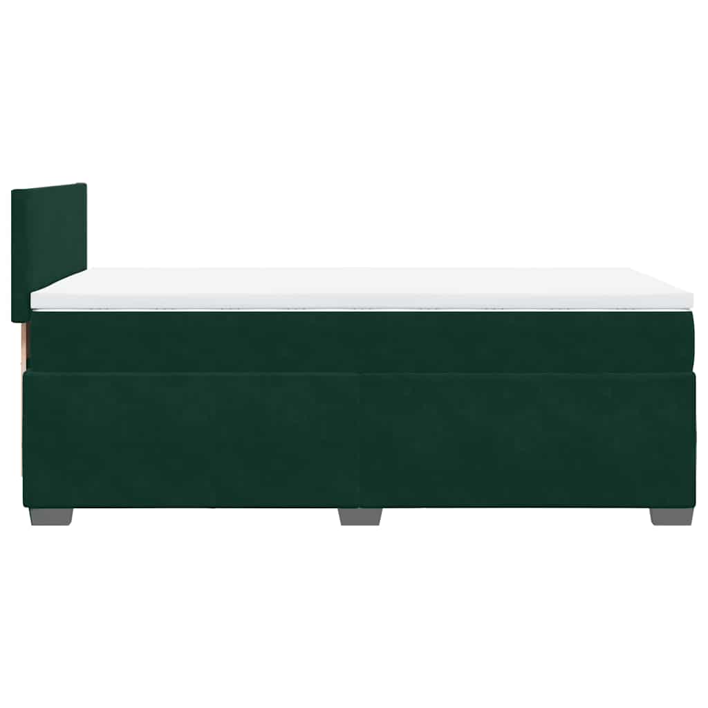 kontinentalseng med madras 80x200 cm fløjl mørkegrøn