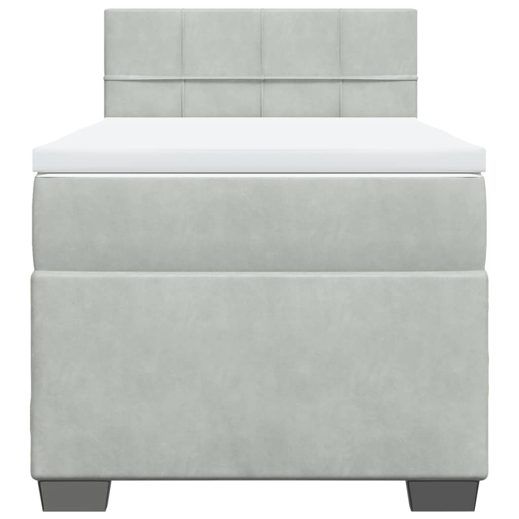 kontinentalseng med madras 80x200 cm fløjl lysegrå