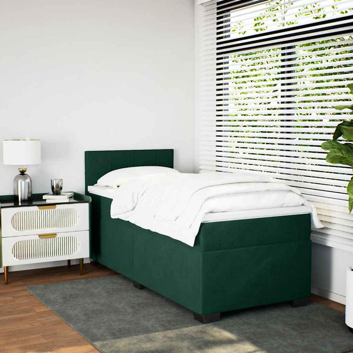 kontinentalseng med madras 80x200 cm fløjl mørkegrøn