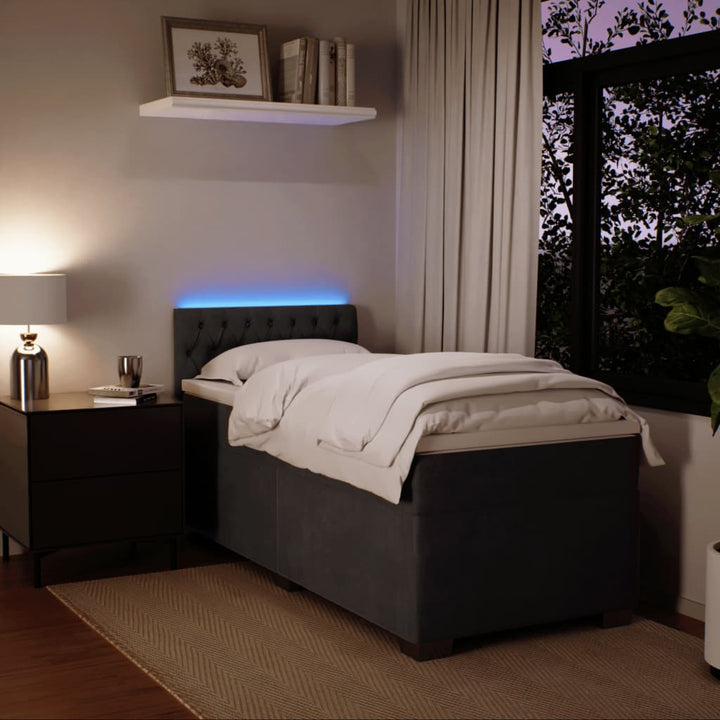 kontinentalseng med madras 80x200 cm fløjl mørkegrå