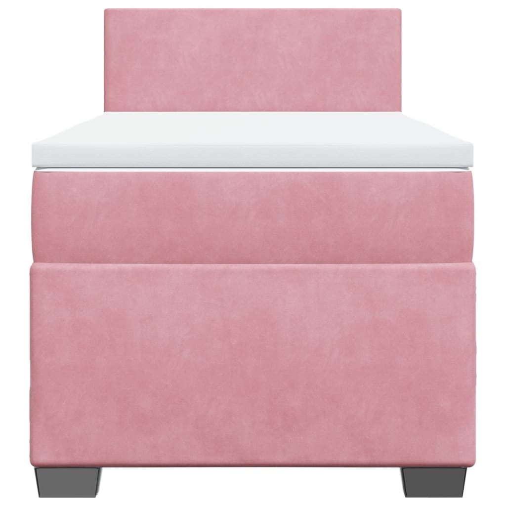 kontinentalseng med madras 90x190 cm fløjl pink