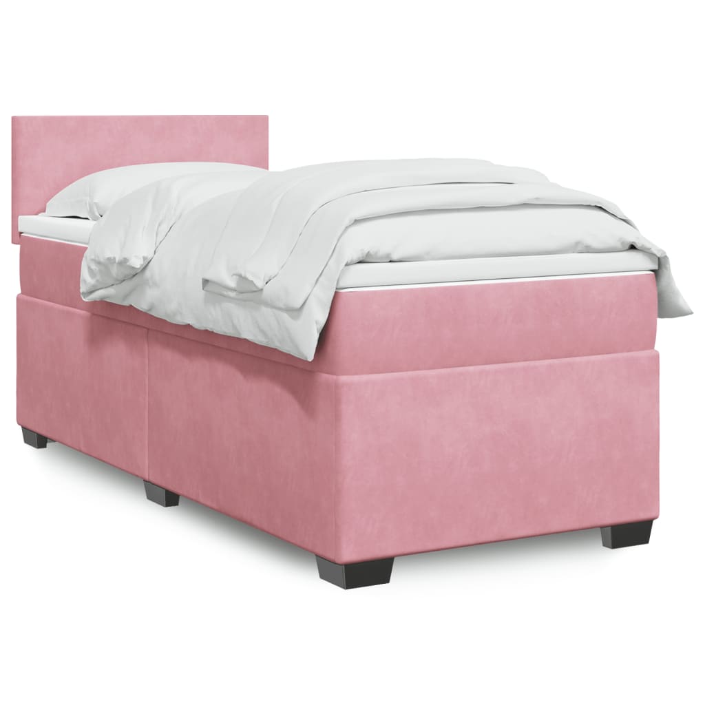 kontinentalseng med madras 90x190 cm fløjl pink