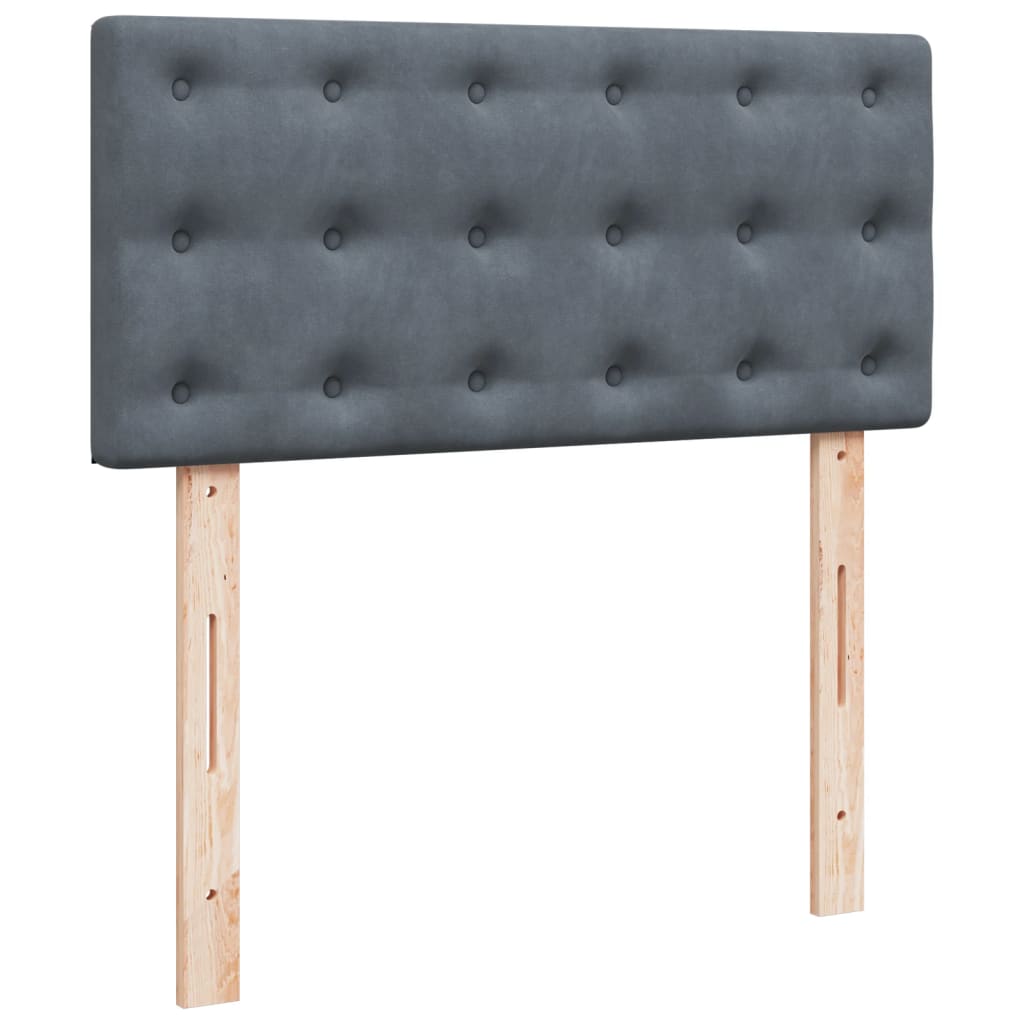 kontinentalseng med madras 90x190 cm fløjl mørkegrå