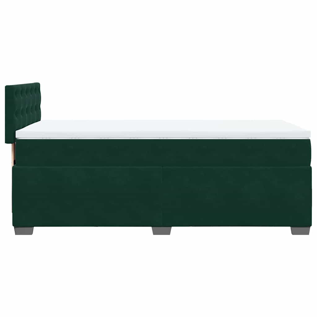 kontinentalseng med madras 90x190 cm fløjl mørkegrøn