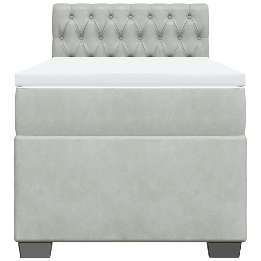 kontinentalseng med madras 90x190 cm fløjl lysegrå