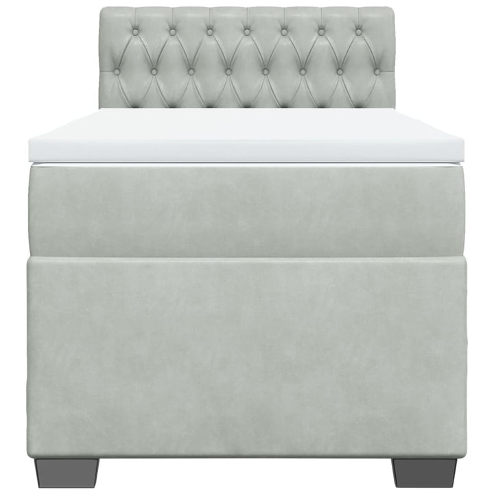 kontinentalseng med madras 90x190 cm fløjl lysegrå