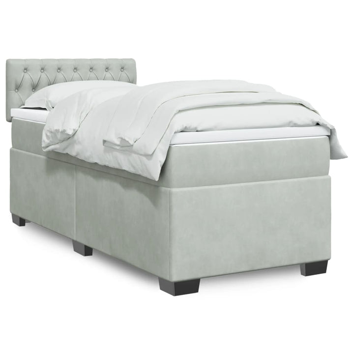 kontinentalseng med madras 90x190 cm fløjl lysegrå