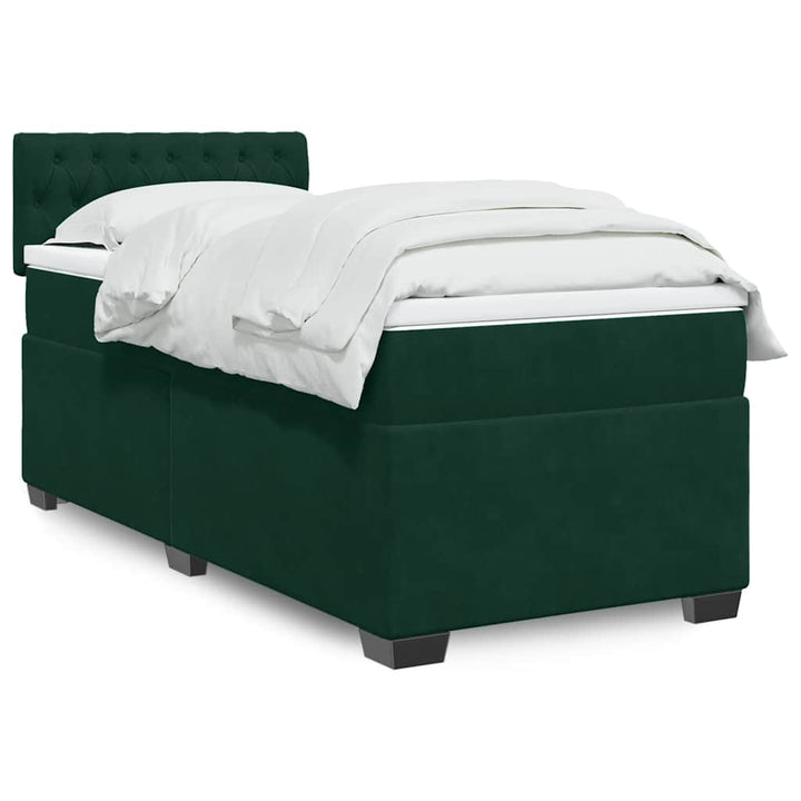kontinentalseng med madras 90x190 cm fløjl mørkegrøn