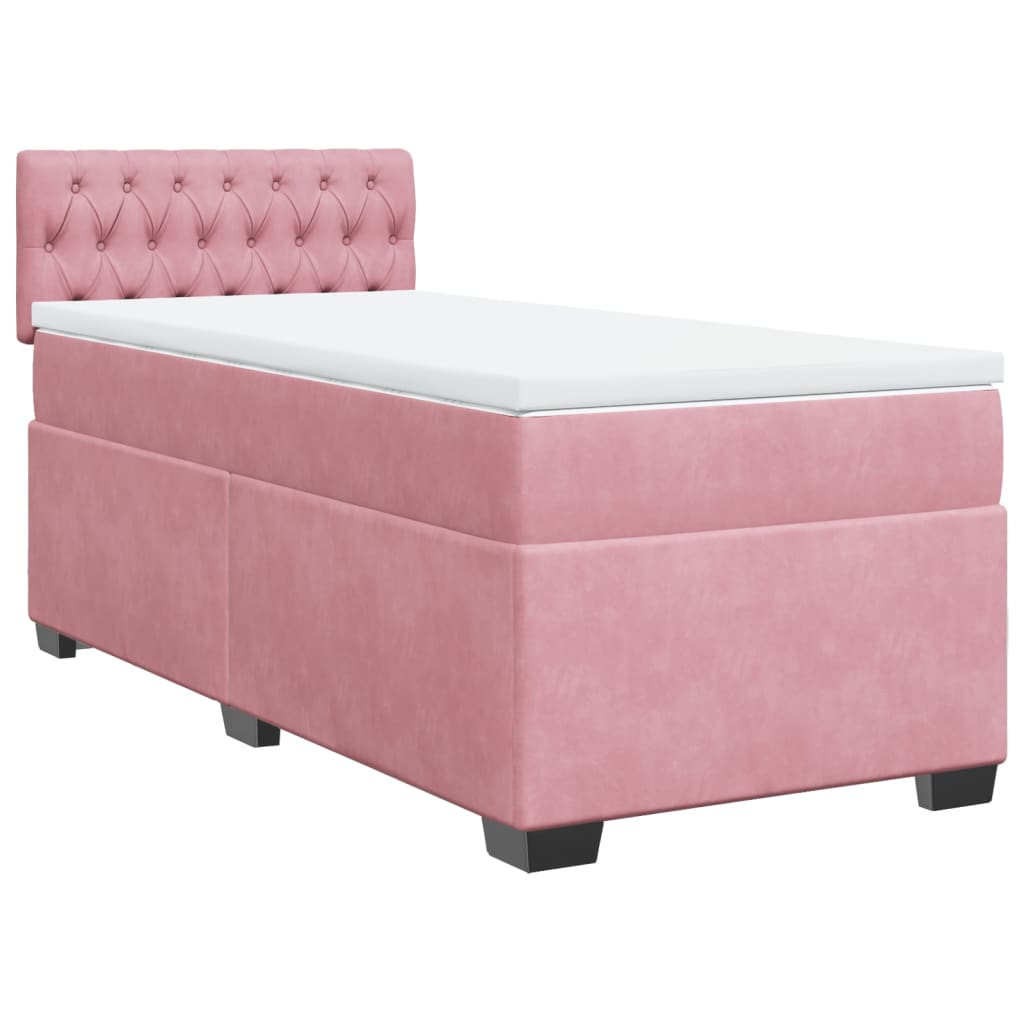 kontinentalseng med madras 90x190 cm fløjl pink