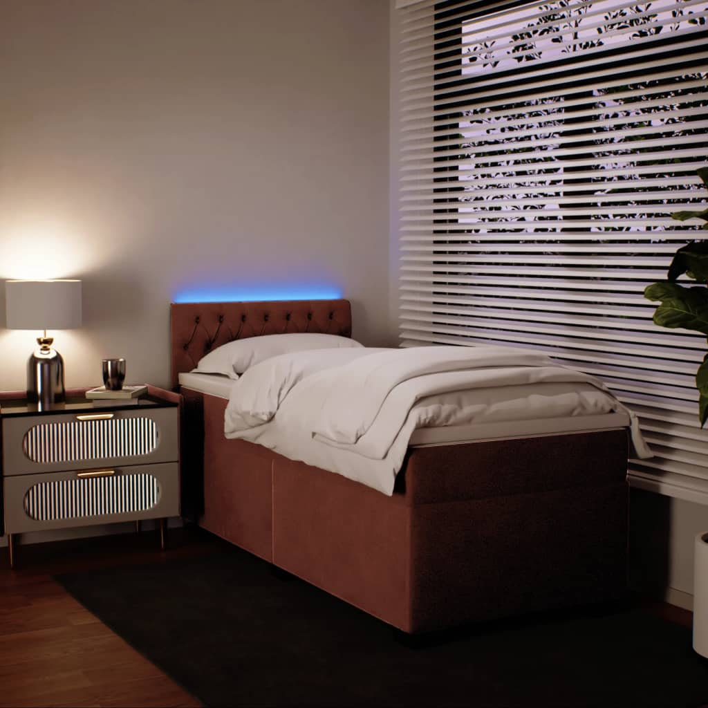 kontinentalseng med madras 90x190 cm fløjl pink