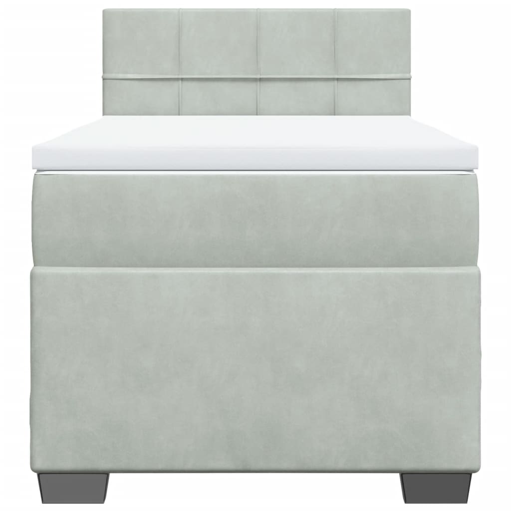 kontinentalseng med madras 90x190 cm fløjl lysegrå