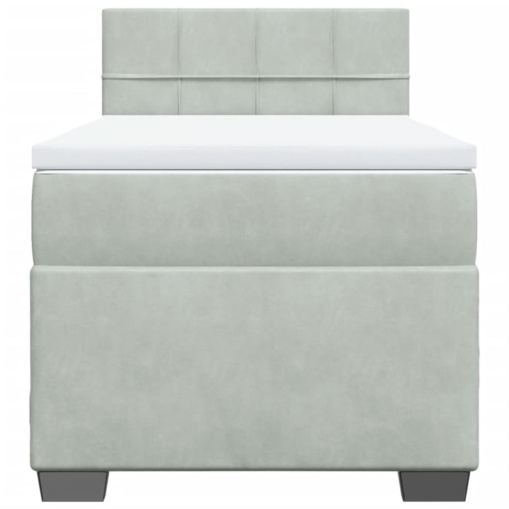 kontinentalseng med madras 90x190 cm fløjl lysegrå