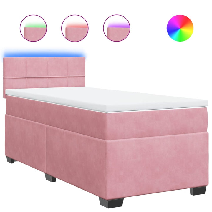 kontinentalseng med madras 90x190 cm fløjl pink