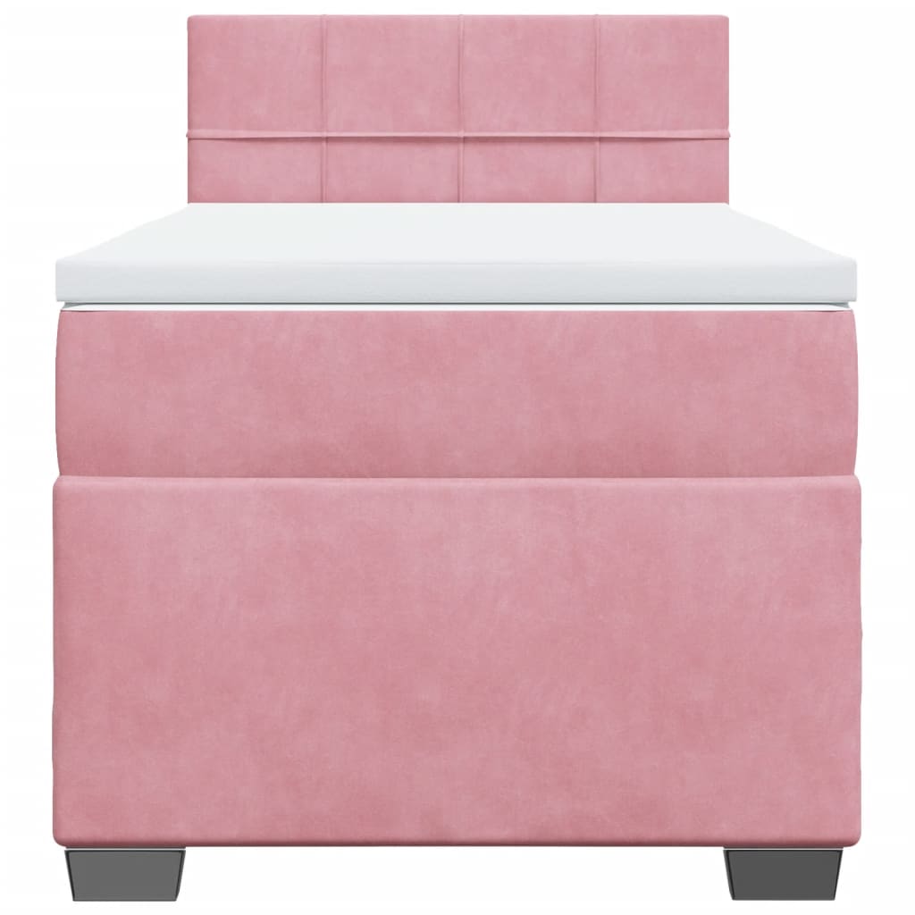 kontinentalseng med madras 90x190 cm fløjl pink