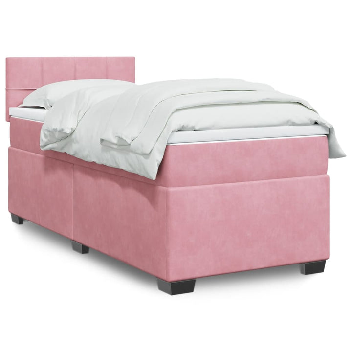 kontinentalseng med madras 90x190 cm fløjl pink