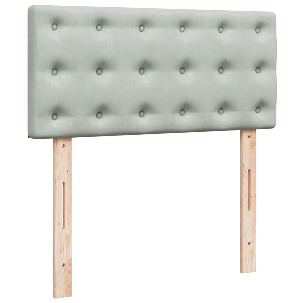 kontinentalseng med madras 90x200cm fløjl lysegrå