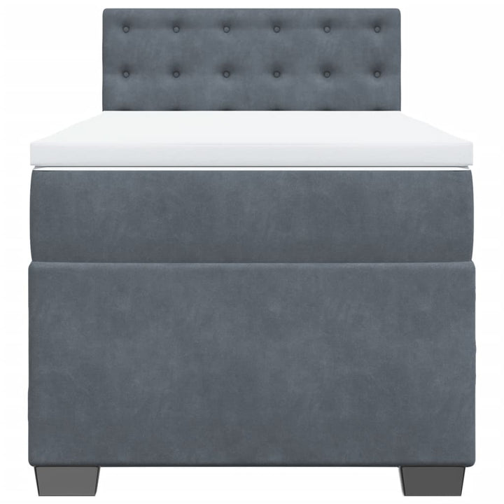 kontinentalseng med madras 90x200cm fløjl mørkegrå