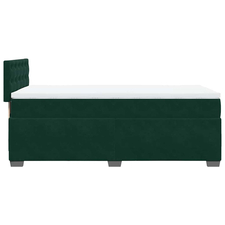 kontinentalseng med madras 90x200 cm fløjl mørkegrøn
