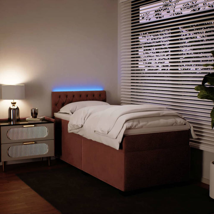 kontinentalseng med madras 90x200 cm fløjl lyserød