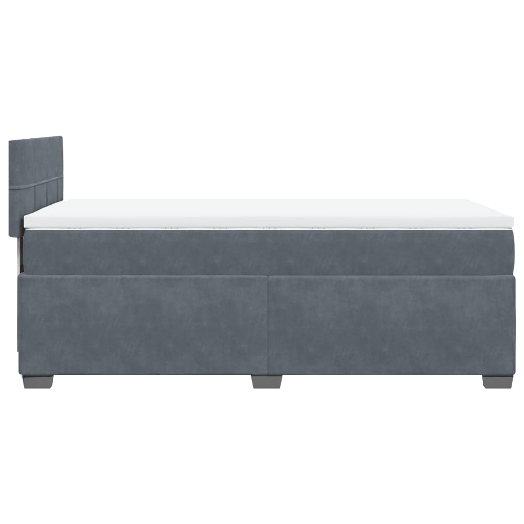 kontinentalseng med madras 90x200cm fløjl mørkegrå