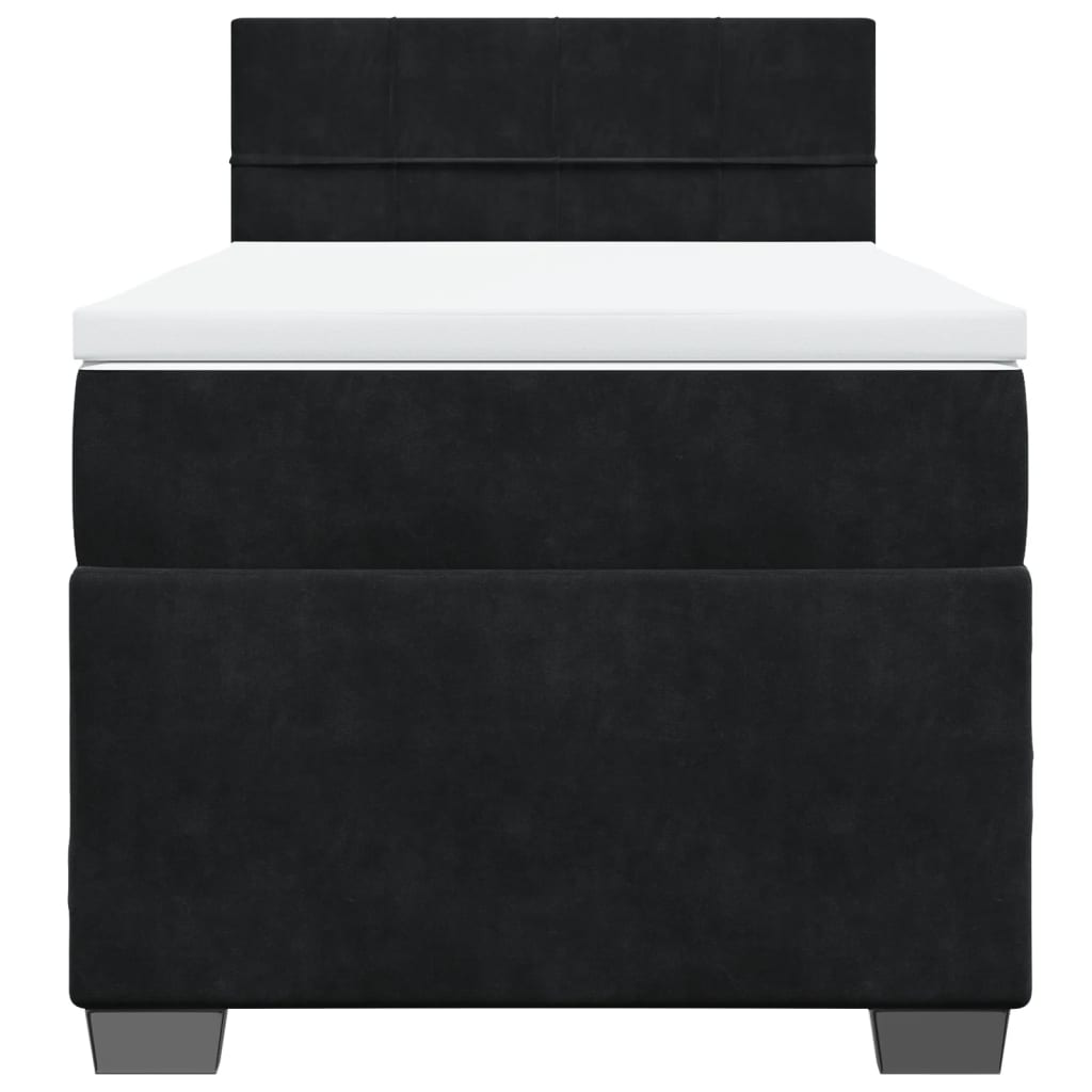 kontinentalseng med madras 90x200 cm fløjl sort