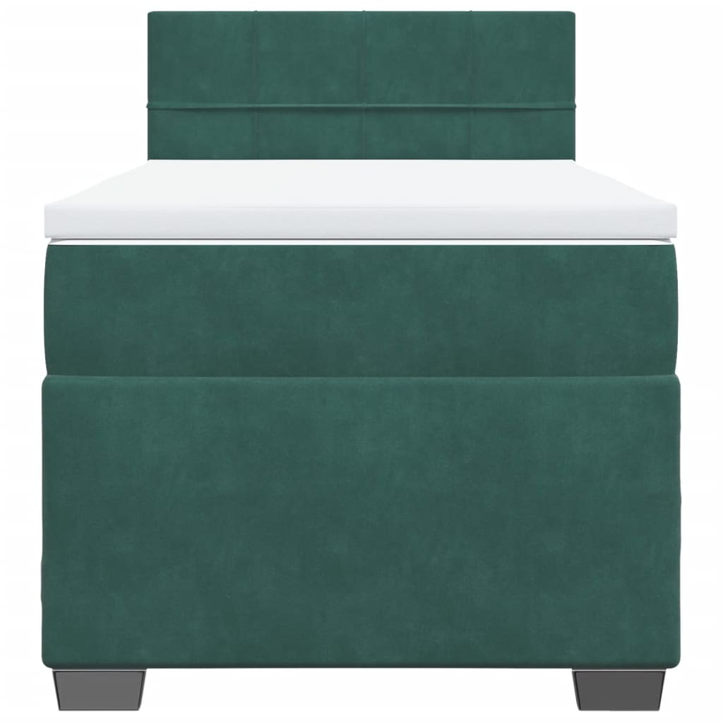 kontinentalseng med madras 90x200 cm fløjl mørkegrøn