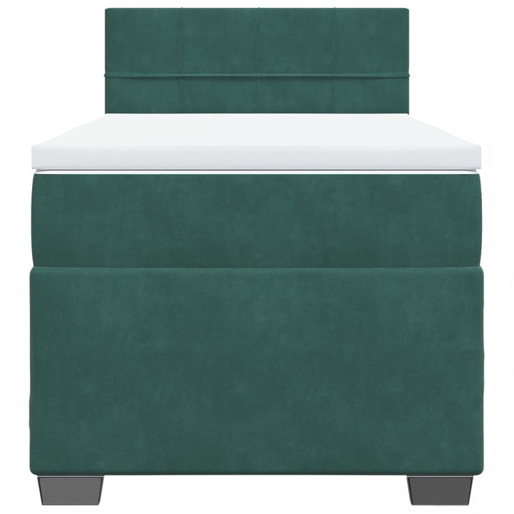 kontinentalseng med madras 90x200 cm fløjl mørkegrøn