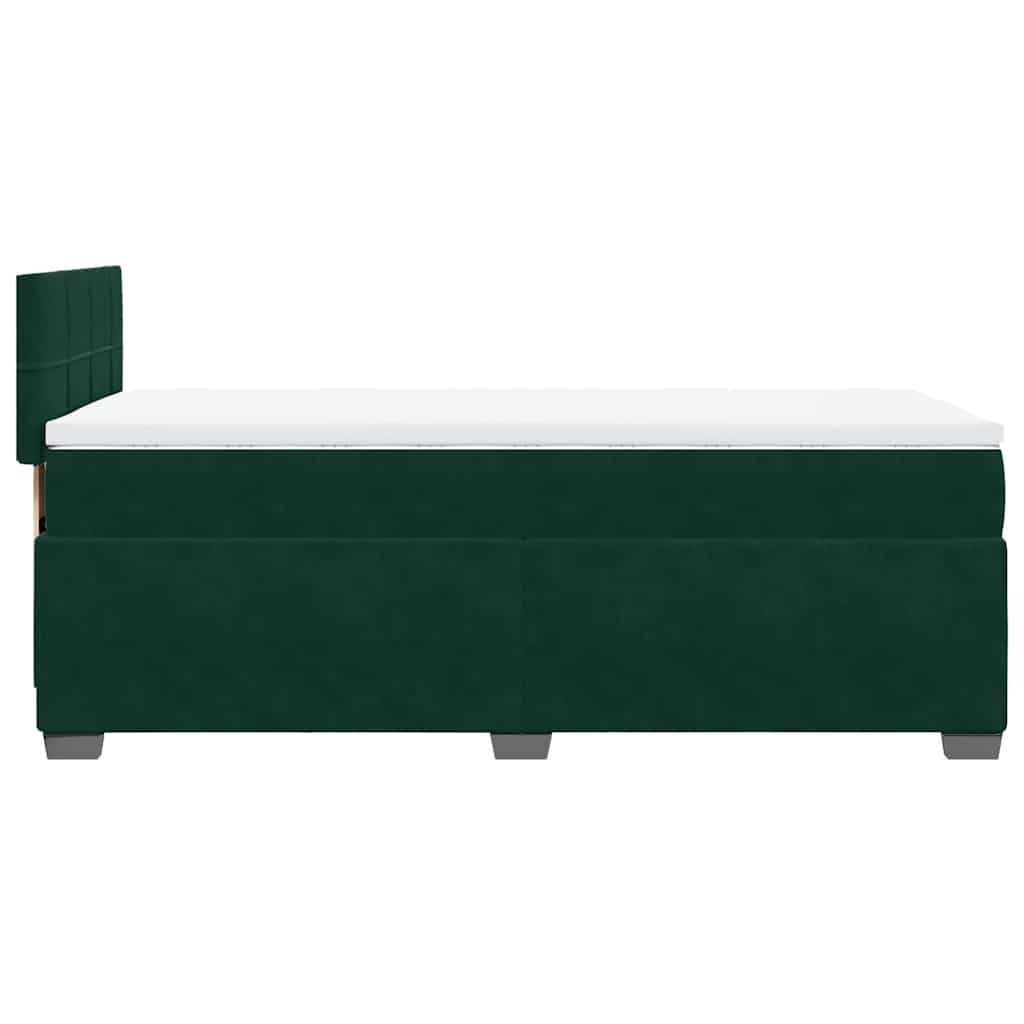 kontinentalseng med madras 90x200 cm fløjl mørkegrøn