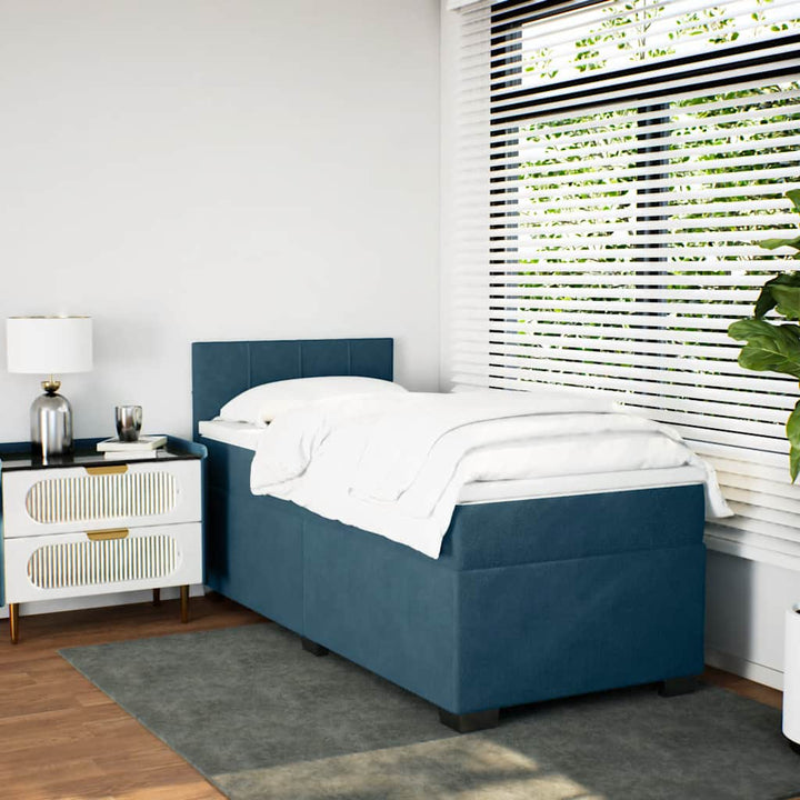 kontinentalseng med madras 90x200 cm fløjl blå