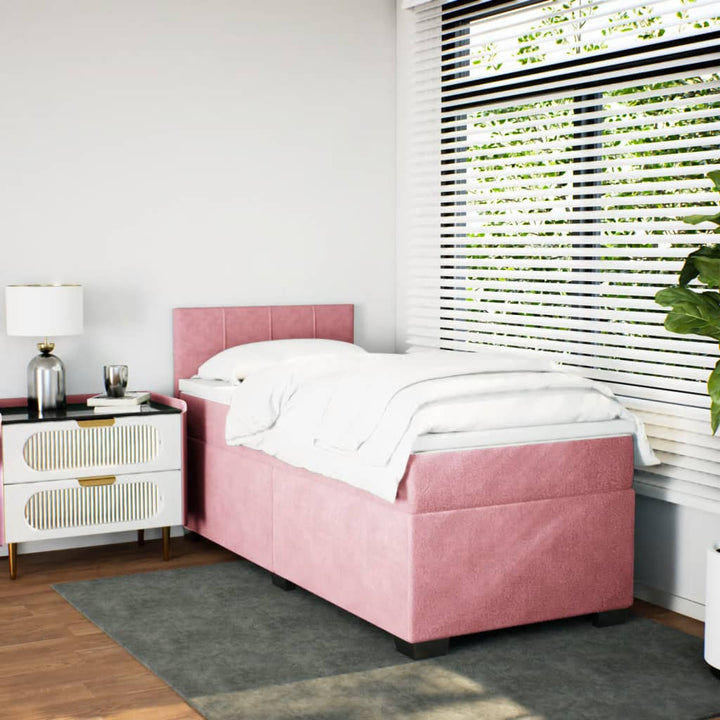 kontinentalseng med madras 90x200 cm fløjl lyserød