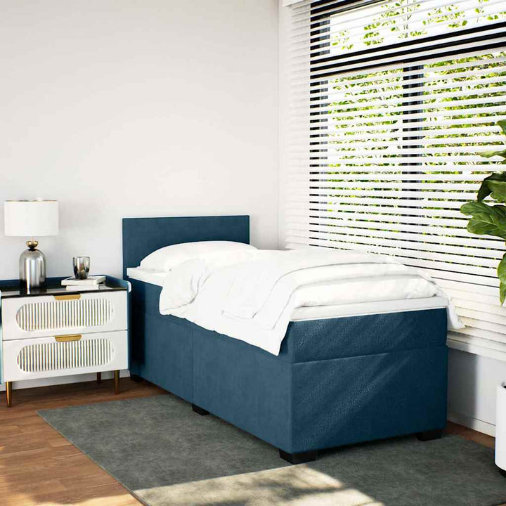 kontinentalseng med madras 100x200 cm fløjl blå