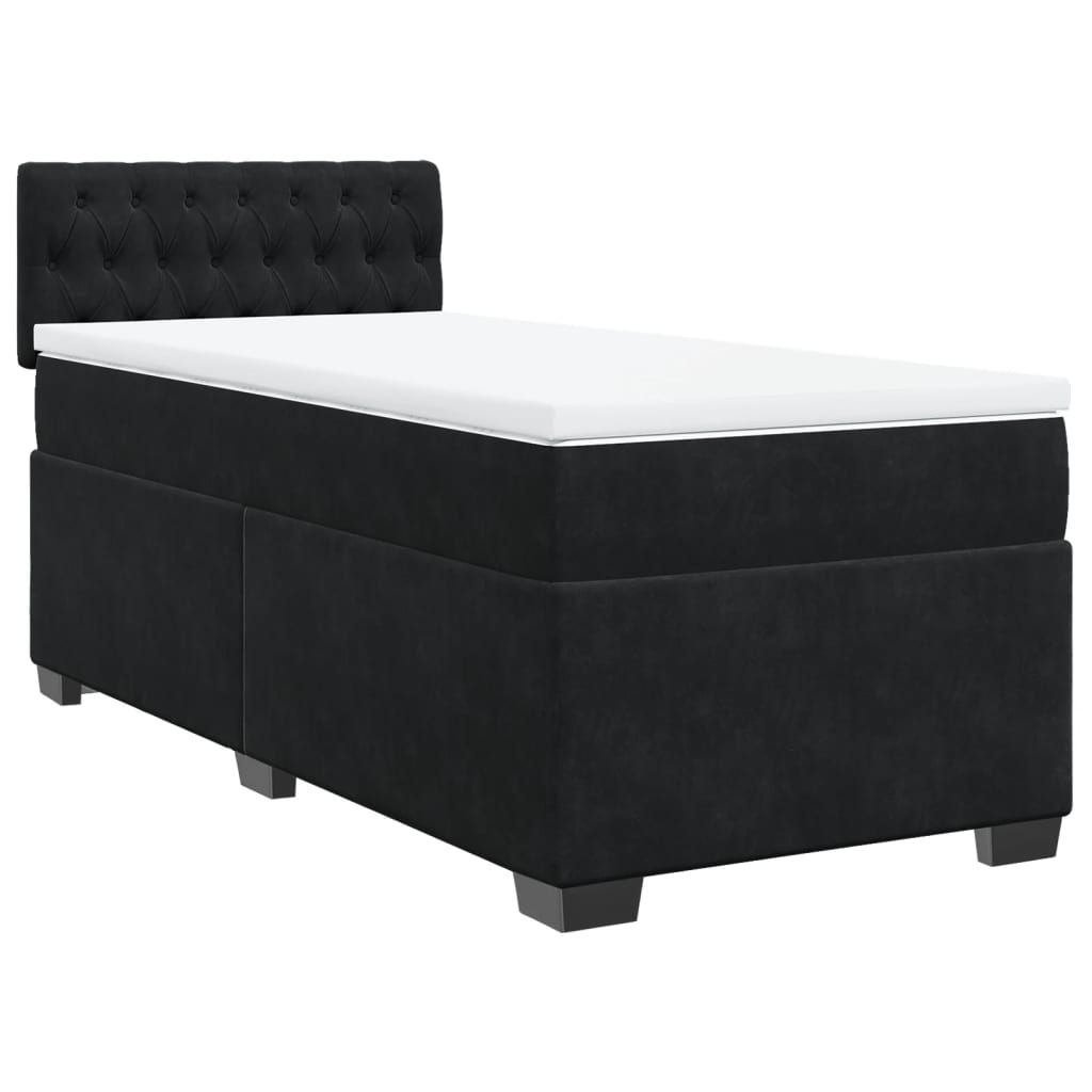 kontinentalseng med madras 100x200 cm fløjl sort