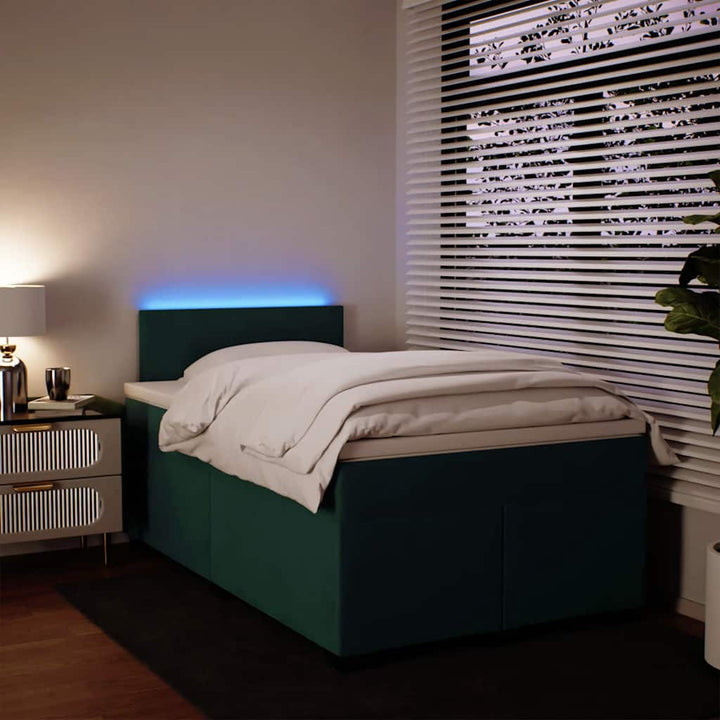 kontinentalseng med madras 120x190 cm velour mørkegrøn