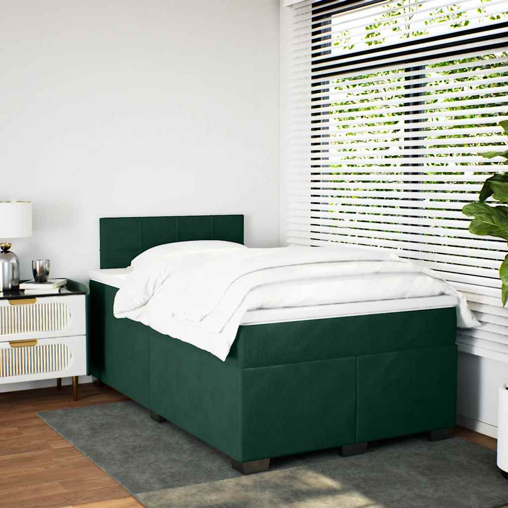 kontinentalseng med madras 120x190 cm velour mørkegrøn