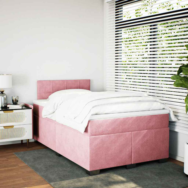 kontinentalseng med madras 120x190 cm velour lyserød