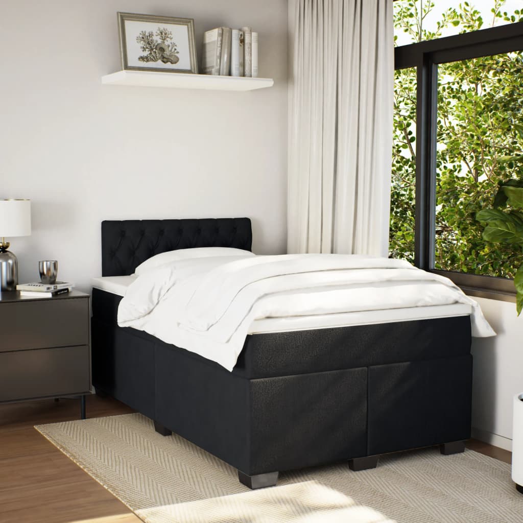 kontinentalseng med madras 120x190 cm velour sort