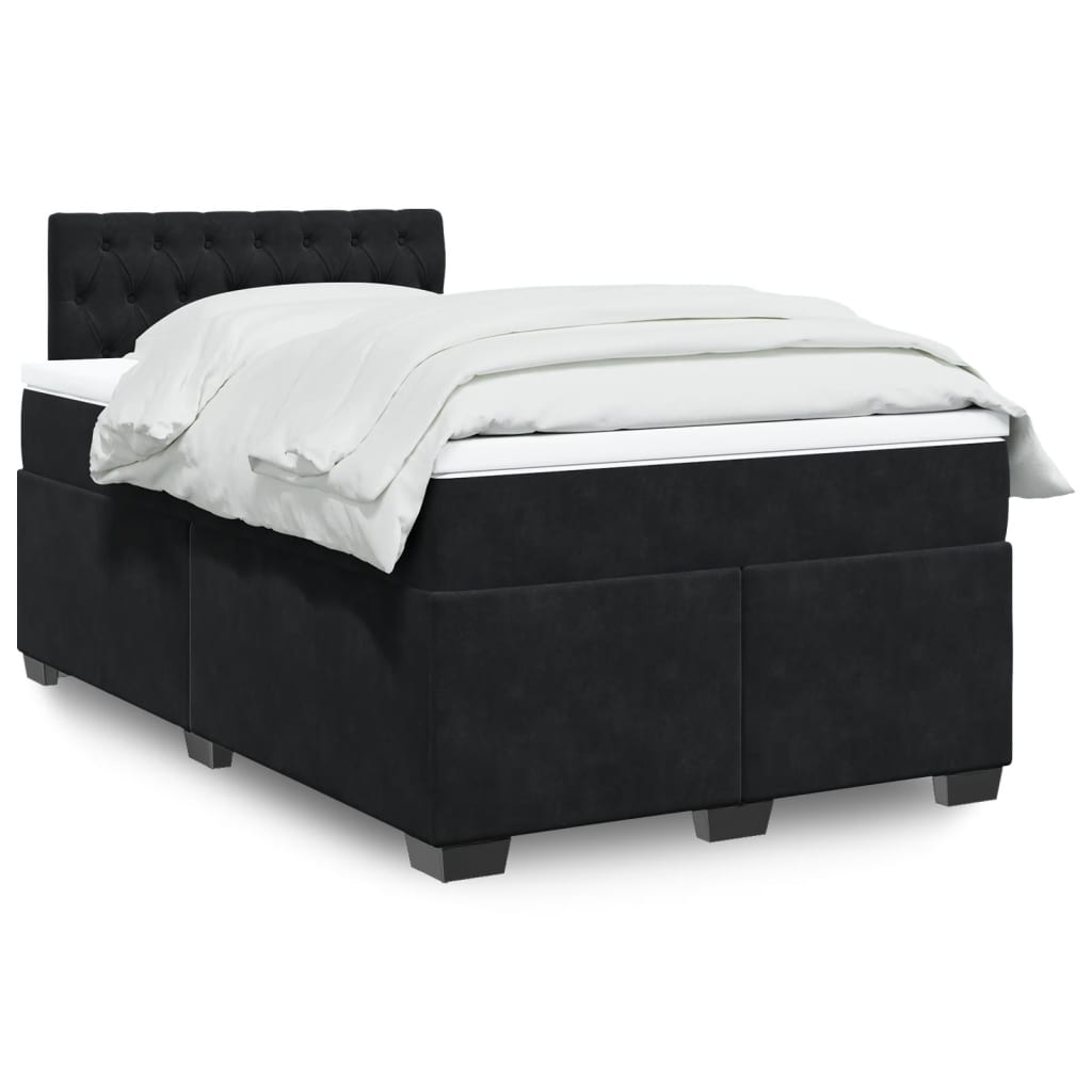 kontinentalseng med madras 120x190 cm velour sort