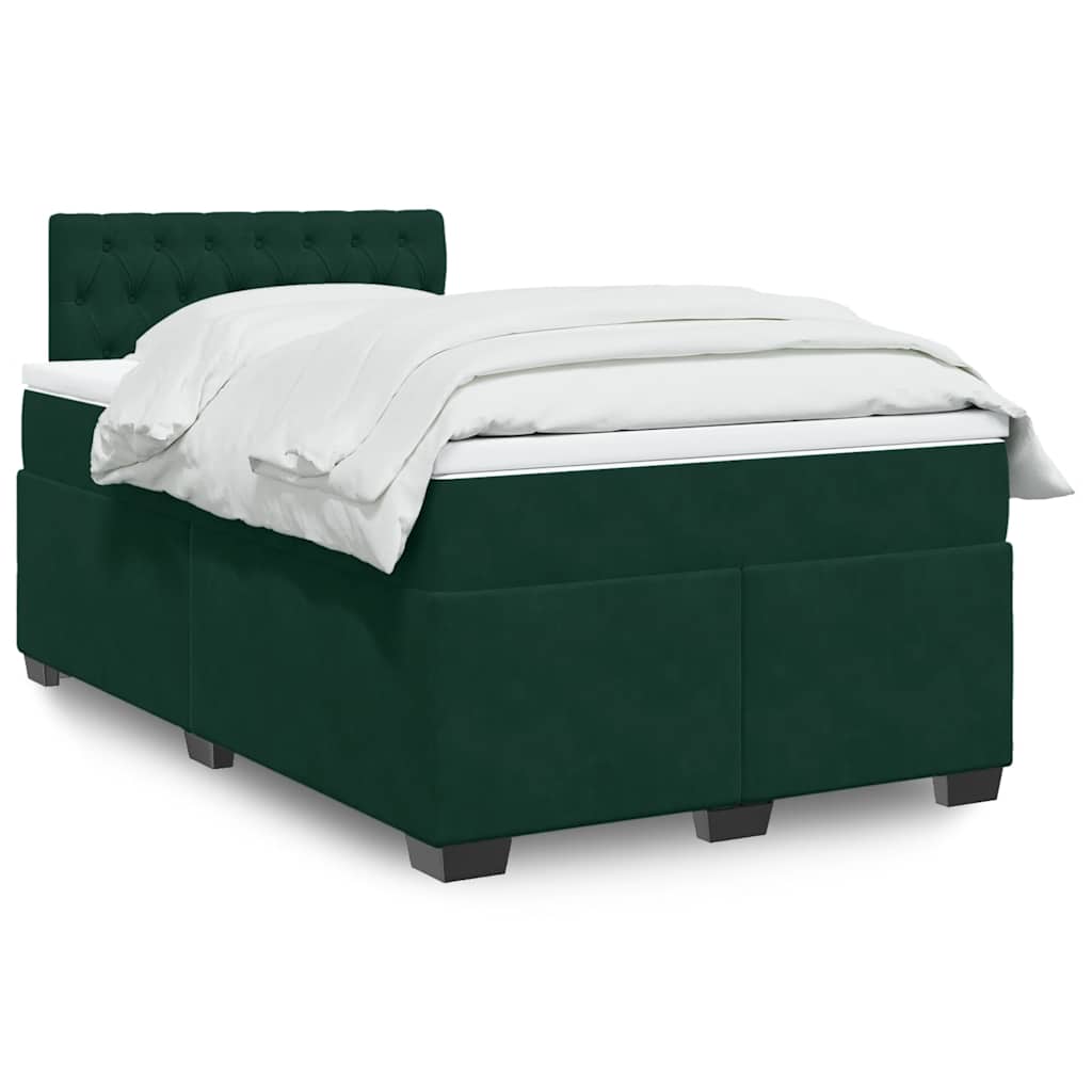 kontinentalseng med madras 120x190 cm velour mørkegrøn