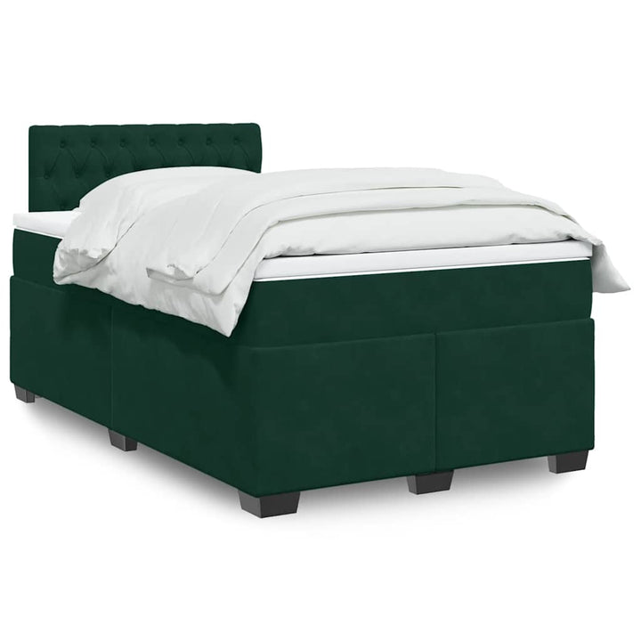 kontinentalseng med madras 120x190 cm velour mørkegrøn
