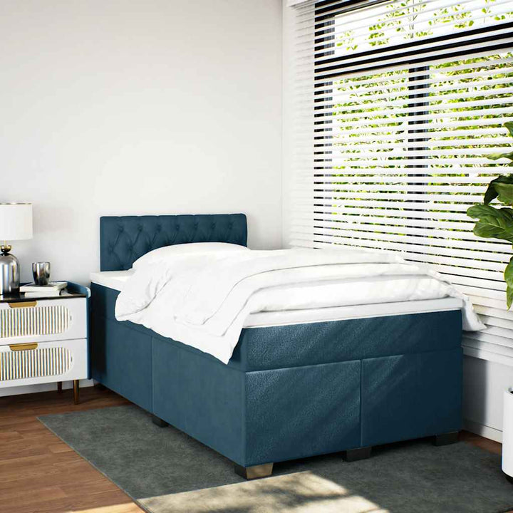 kontinentalseng med madras 120x190 cm velour blå