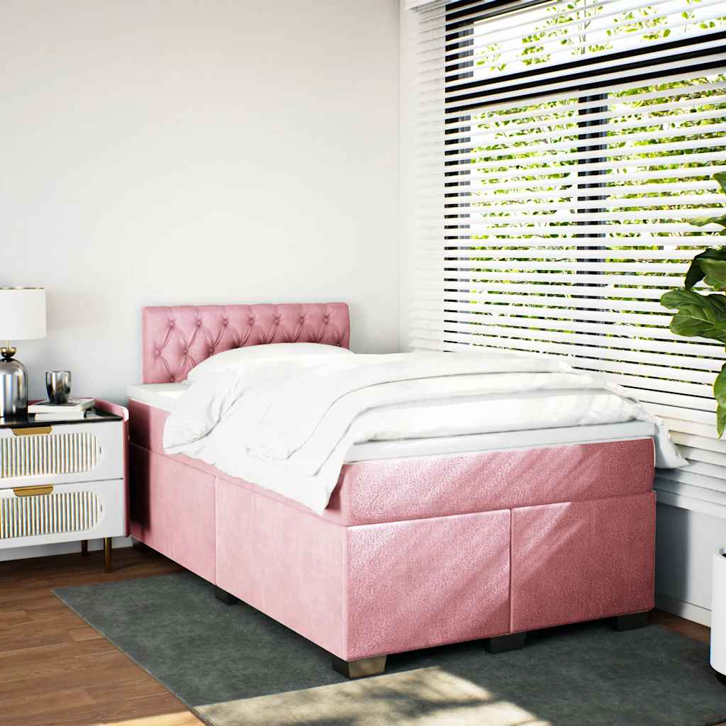 kontinentalseng med madras 120x190 cm velour lyserød