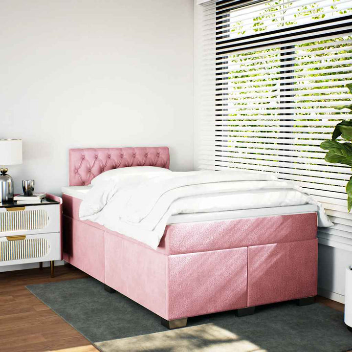 kontinentalseng med madras 120x190 cm velour lyserød