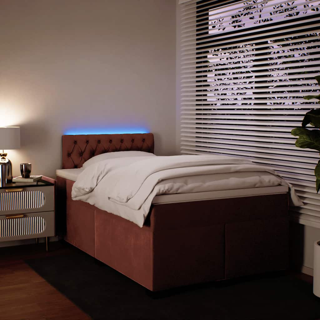 kontinentalseng med madras 120x190 cm velour lyserød