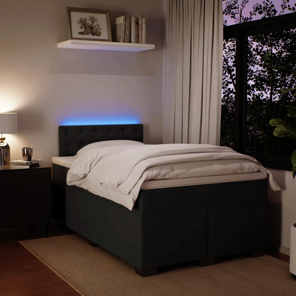 kontinentalseng med madras 120x190 cm velour sort