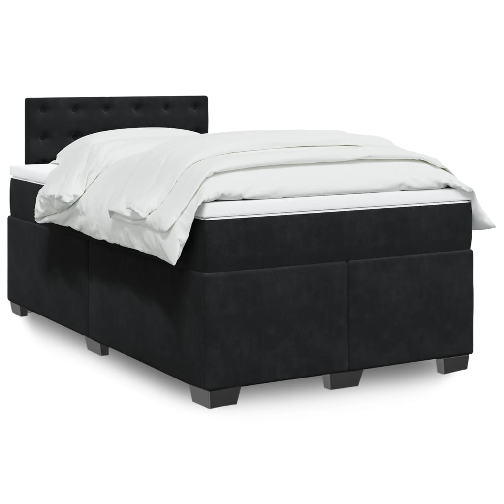 kontinentalseng med madras 120x190 cm velour sort