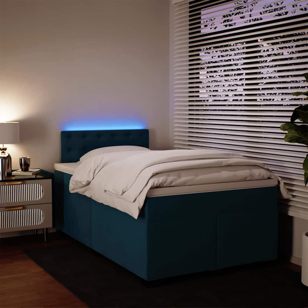 kontinentalseng med madras 120x190 cm velour blå